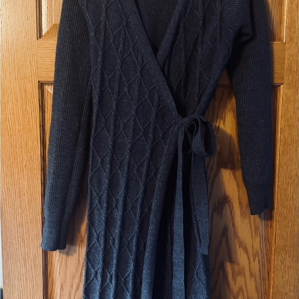Navy Wrap Knit Dress